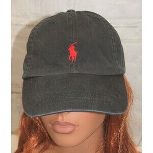 Polo Ralph Lauren Black Small Pony Hat Strap Back Cap Stonewashed Look Unisex